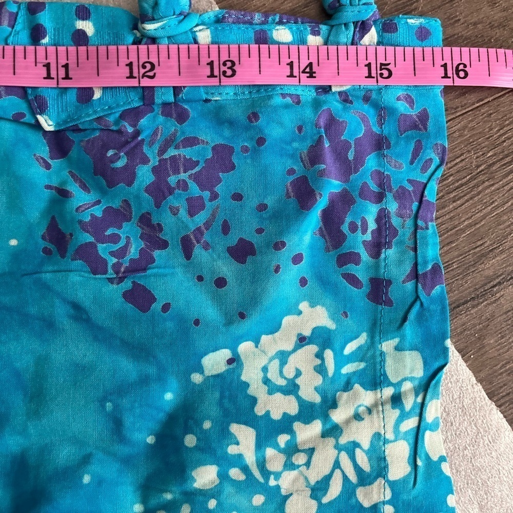 [1X/PTP:25”]Blue Sky Blue Patterned Button-Up Mid Sleeve Rayon Shirt Blouse - Picture 7 of 8